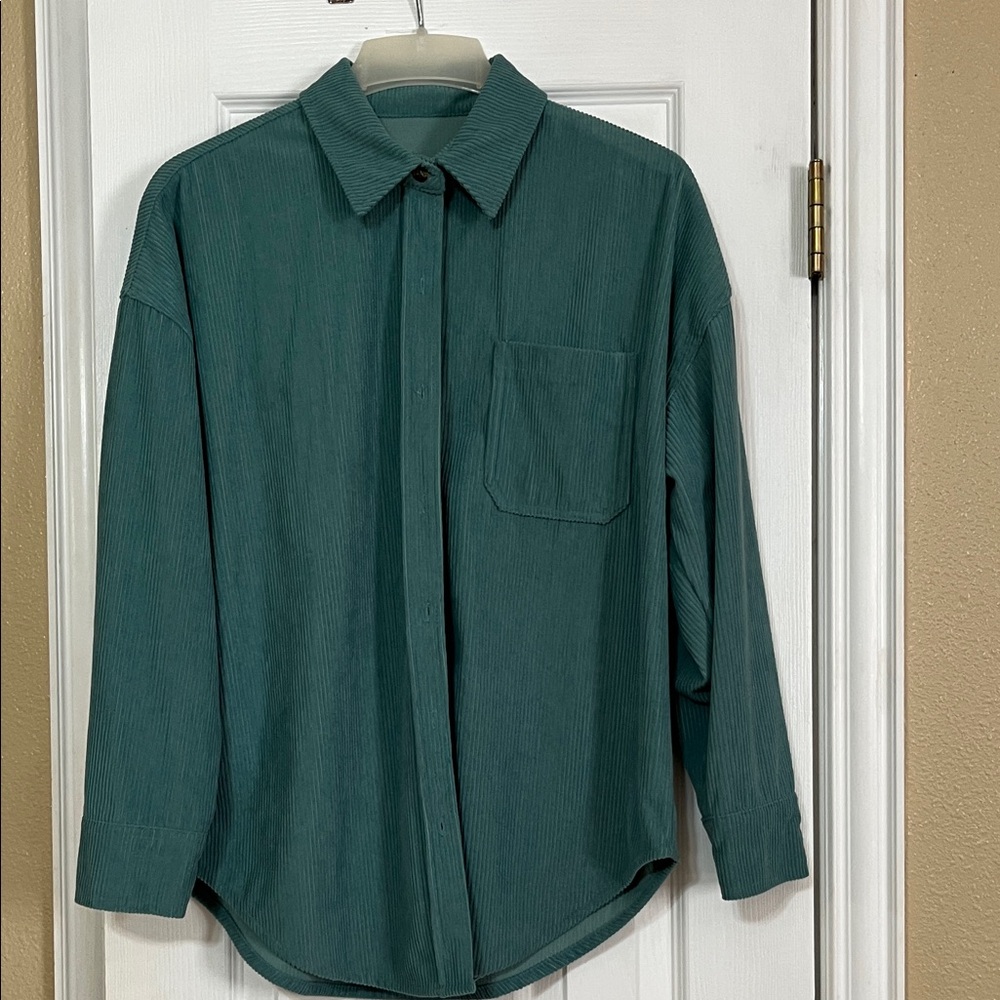 Teal Long Sleeve Button-Up Shirt